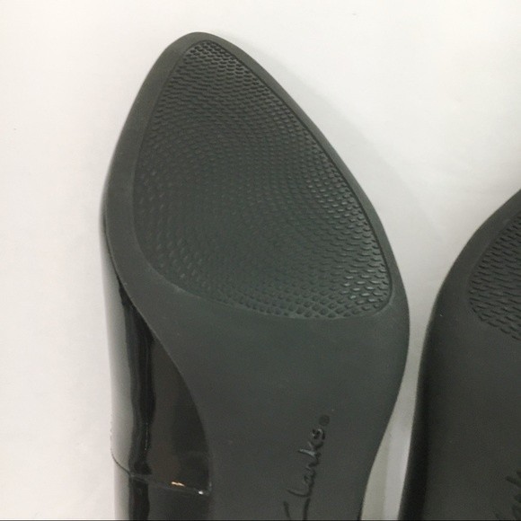 NEW Clarks Women Size 8 Calla Rose Black Patent Leather Heels Pumps Shoes - Picture 10 of 16